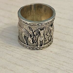 Vintage Sterling Silver Animal Story Ring Size 5
